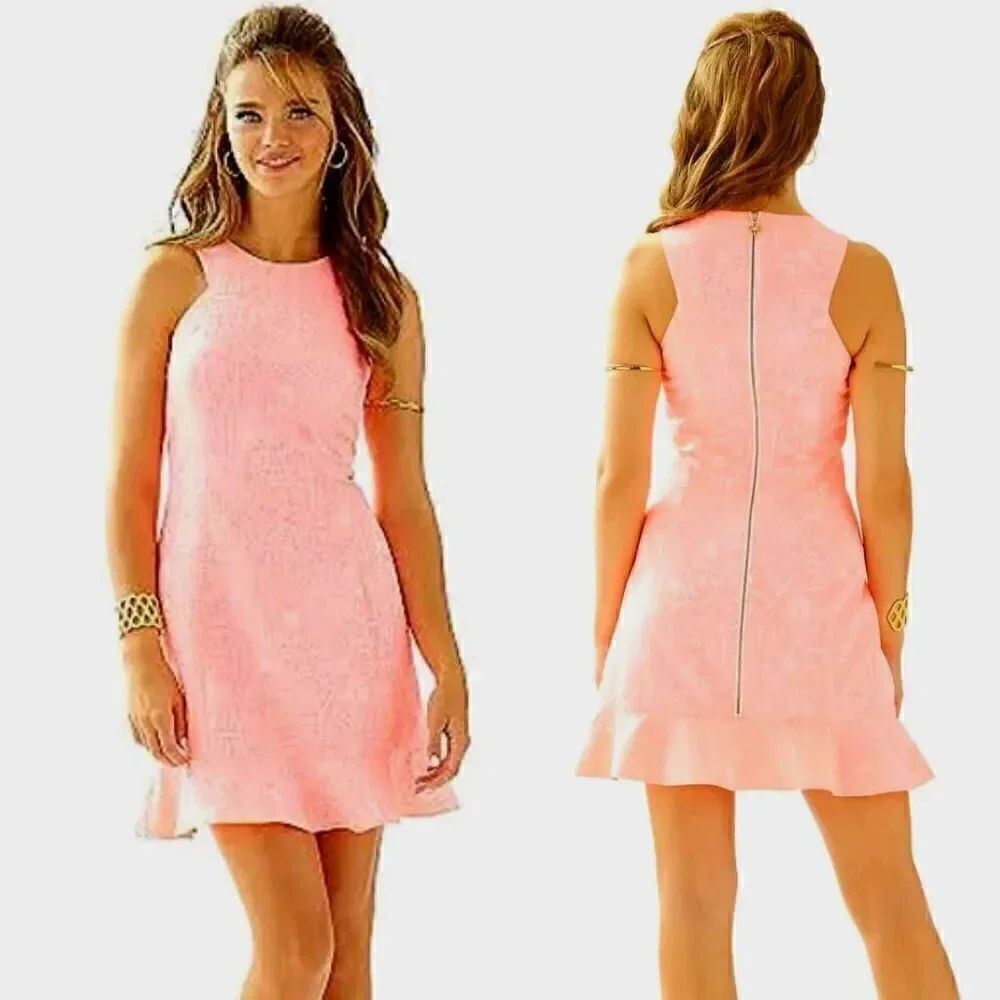 Lilly Pulitzer Peachy Pink Word On The Street Jacqua Dress S:10